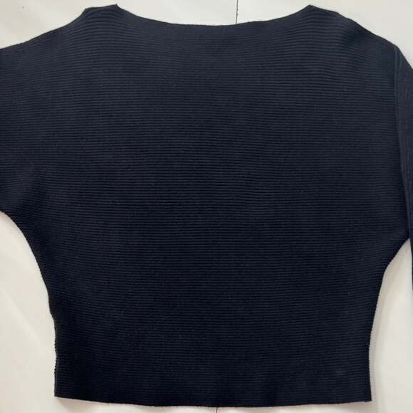 Vince Camuto Women's Black Ribbed Knit Open Sleeve Sweater - Picture 1 of 8